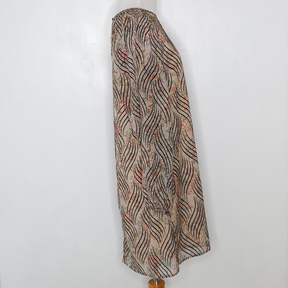 Traffic People Floral Shift Dress Cream Floral Black Stripes Large - Picture 2 of 13